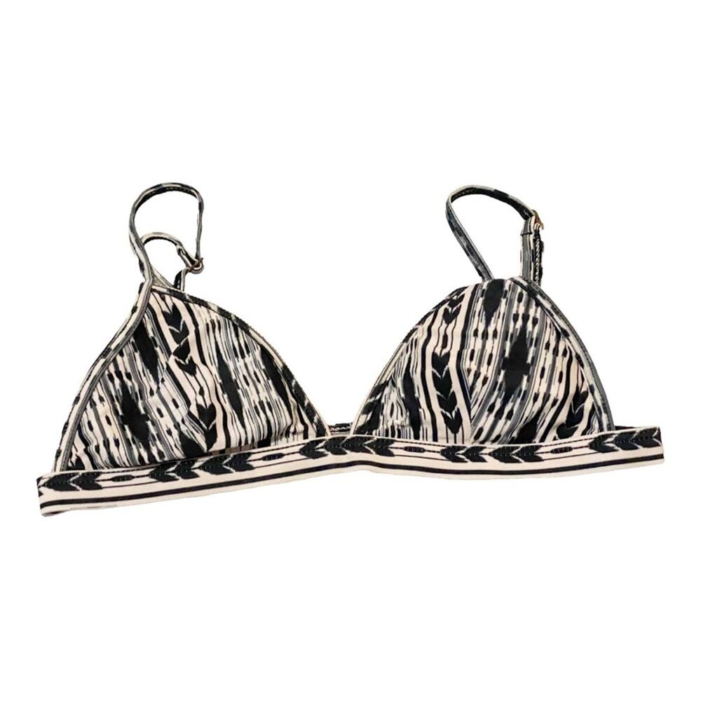 L Space Tribal Print Gold Black Triangle Bikini Top Size Small